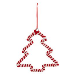 Hanger kerstboom H15cm rood wit