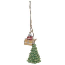 Hanger kerstboom met kado 6x4cm