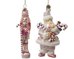 Hanger kerstfiguur 9x15cm glas 2ass
