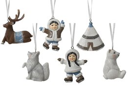 Hanger kerstfiguur eskimo 5x6cm 6ass