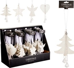 Hanger Kerstfiguur H10cm wit zilver 4ass