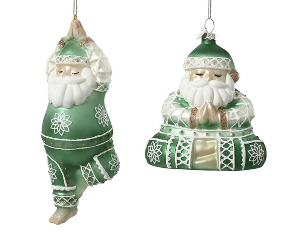 Hanger Kerstman 6x16cm glas groen 2ass