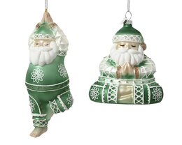 Hanger Kerstman 6x16cm glas groen 2ass