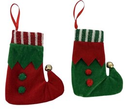 Hanger kerstsok 17x14cm elf 2ass