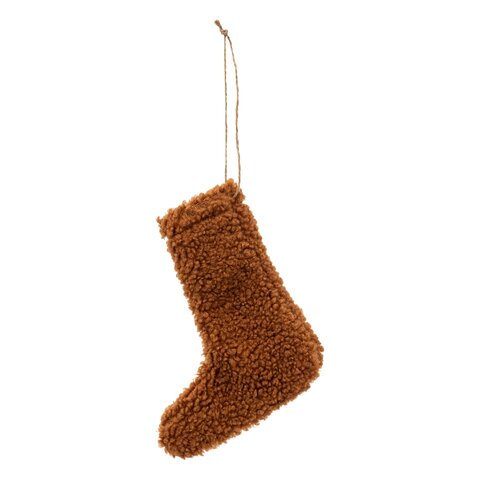 Hanger kerstsok H18cm wol bruin