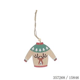 Hanger kersttrui 11x8cm hout