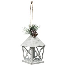 Hanger lantaarn met tak - wit