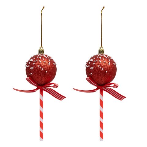Hanger lolly H15cm 2stuks rood