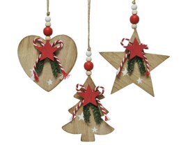 hanger mdf deco 3ass - rood - 23cm