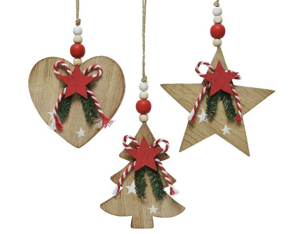 hanger mdf deco 3ass - rood - 23cm