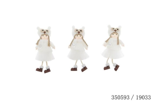 Hanger meisje H19cm wit 3ass