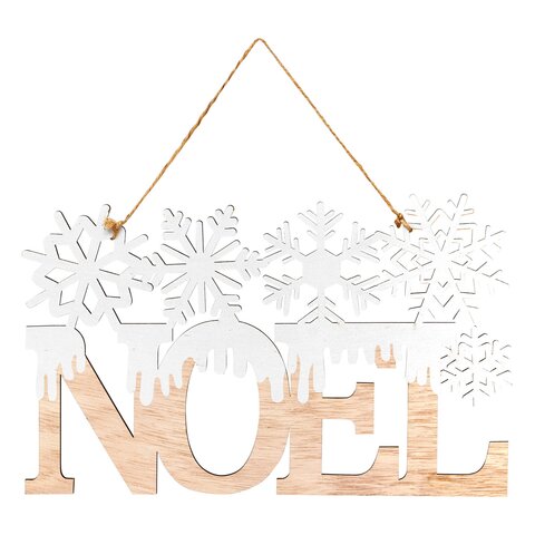 Hanger Noël 19x30cm hout met sneeuwvlok