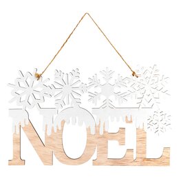 Hanger Noël 19x30cm hout met sneeuwvlok