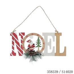 Hanger 'Noël' 28x12cm hout goud/wit/rood