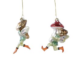 Hanger ornament 7x12cm glas 2ass