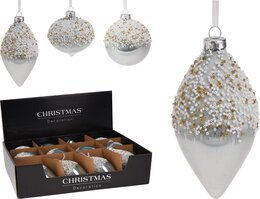 Hanger ornament glas druppelvorm 3ass