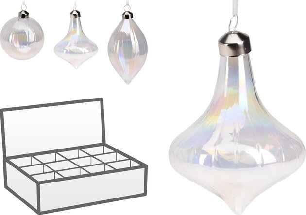 Hanger ornament glas uivorm 3ass