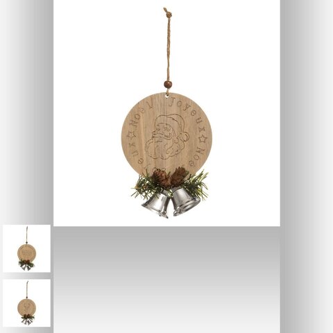 Hanger ornament hout met bel hout