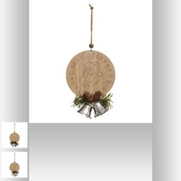 Hanger ornament hout met bel hout