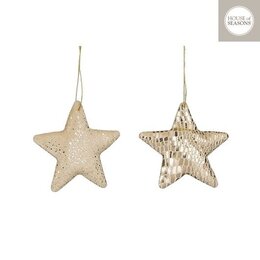 Hanger ornament ster 10x10cm 2ass