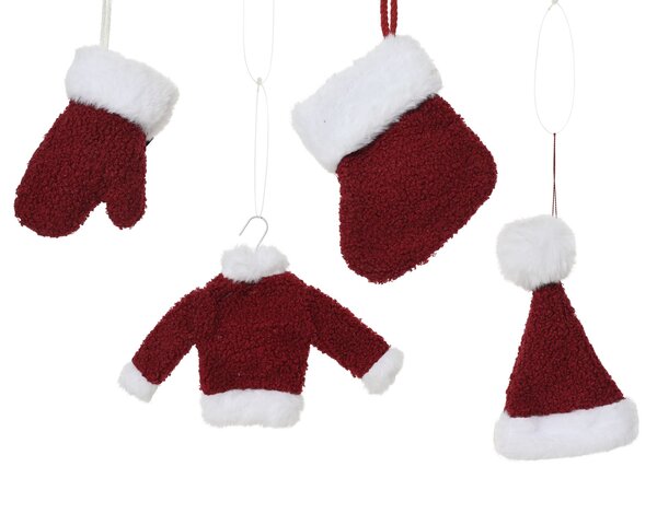 Hanger ornement 11x18cm rood wit 4ass