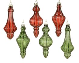 Hanger ornement 6x14cm glas 6ass rood groen