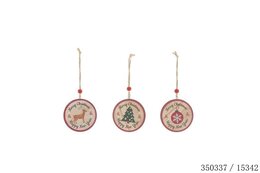Hanger ornement 7x7cm hout 3ass
