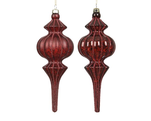 Hanger ornement 7xH17cm glitter rood 2ass