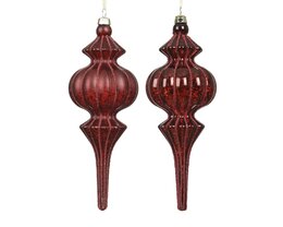 Hanger ornement 7xH17cm glitter rood 2ass