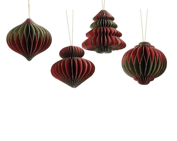 Hanger ornement 8x8cm papier 4ass