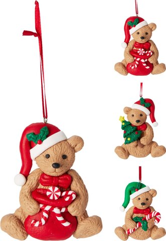 Hanger ornement beer H8cm 3ass