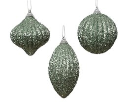 Hanger ornement D8cm foam glitter groen 3ass
