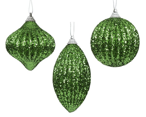 Hanger ornement D8cm foam glitter jollygroen 3ass