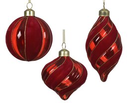 Hanger ornement D8cm glas rood 3ass