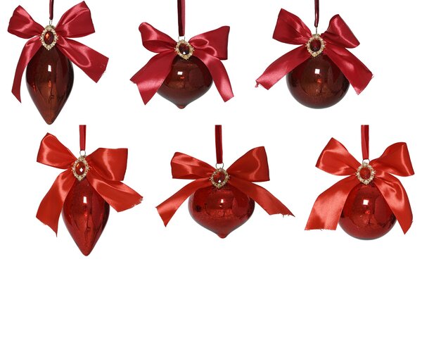 Hanger ornement D8cm rood 6ass