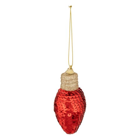 Hanger ornement H10cm sequin rood