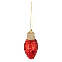 Hanger ornement H10cm sequin rood