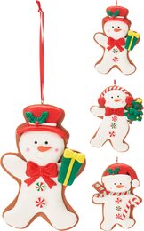 Hanger ornement sneeuwman H12cm 3ass