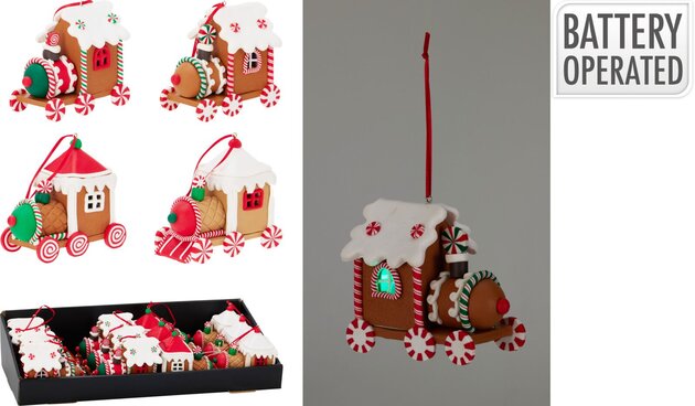 Hanger ornement trein Led 4ass