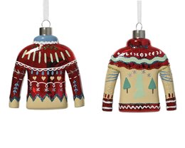 Hanger ornement trui 10x11cm glas 2ass