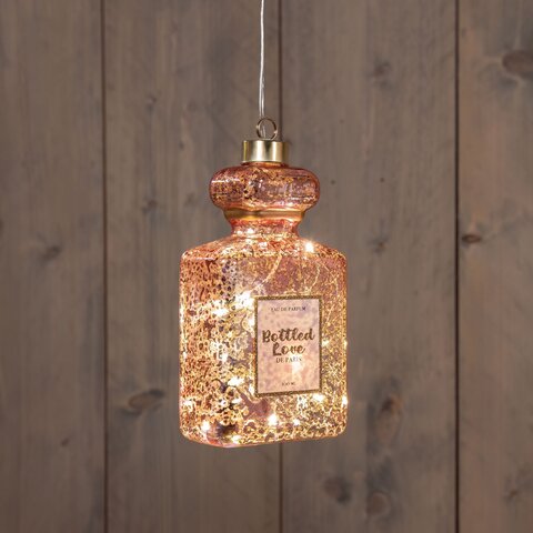 Hanger parfumfles 8x16cm Led glas roze