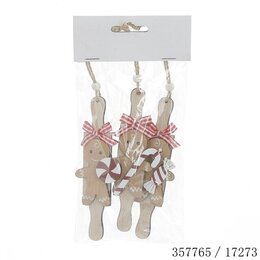 Hanger Peperkoek 10x19cm hout 3stuks