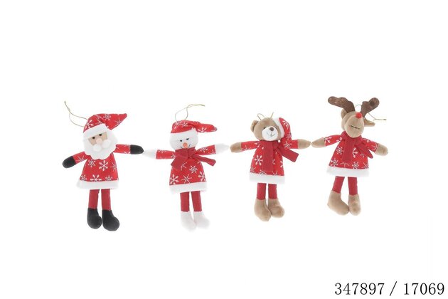 Hanger pluche H19cm 4ass