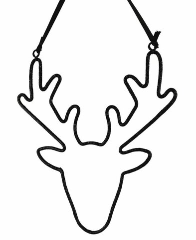 Hanger reindierhoofd 17x18,5cm zwart