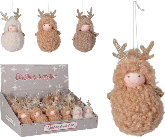 Hanger rendier 13cm 3ass