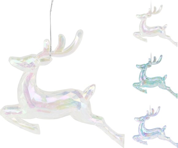 Hanger rendier 18cm 3ass glas iris
