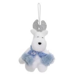 Hanger rendier H15cm met blauw sjaal