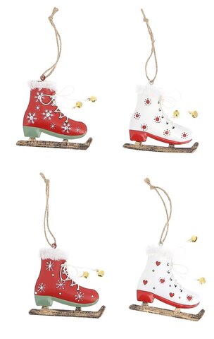 Hanger schaatsen 10x8cm metaal 4ass