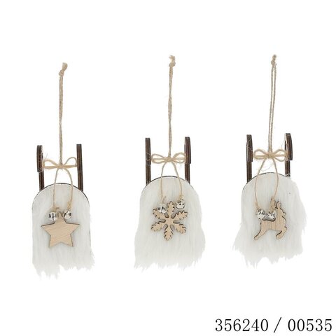 Hanger slee 5x12cm met bont 3ass