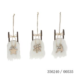 Hanger slee 5x12cm met bont 3ass